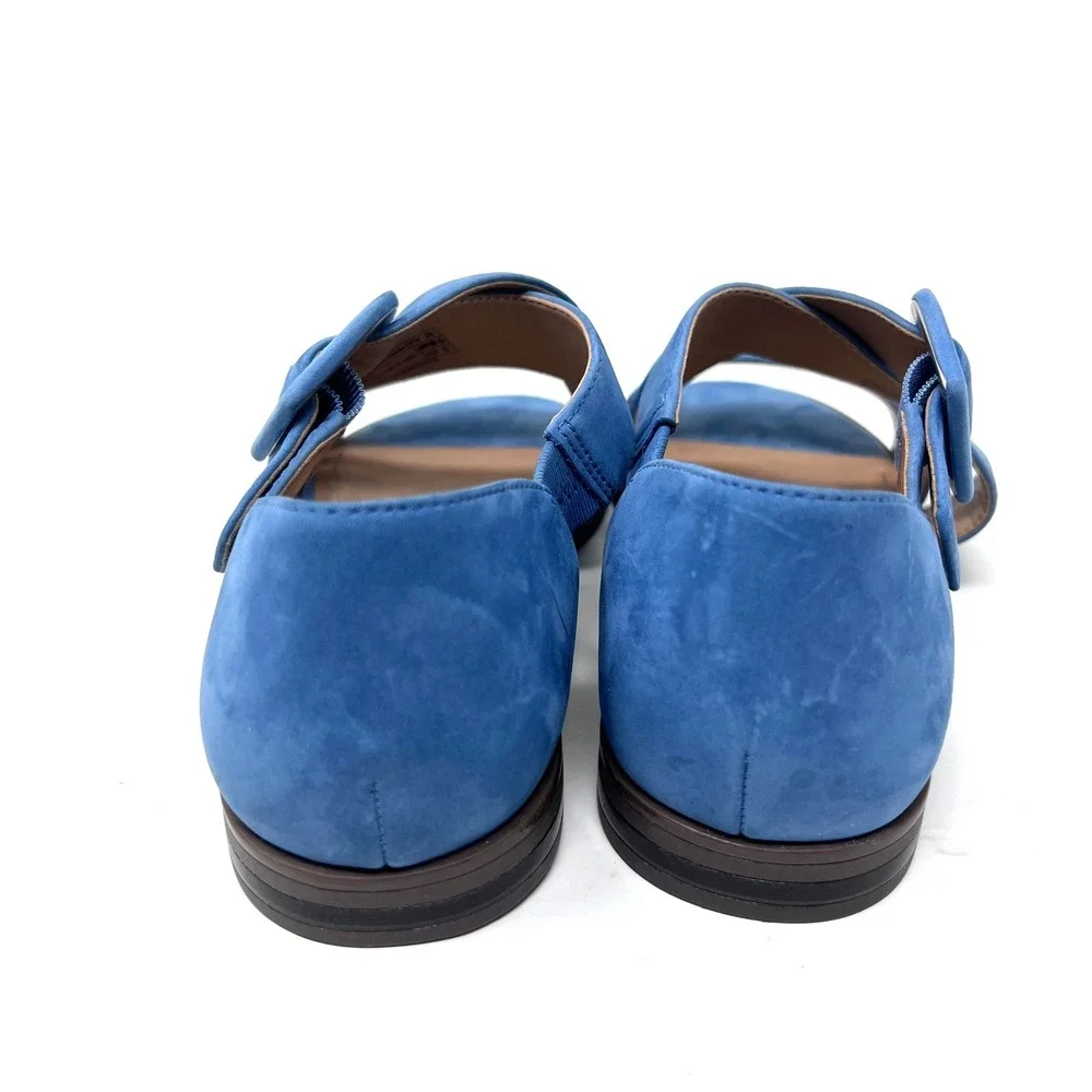 Vionic Pacifica Sandals Women's‎ 6.5 Blue Suede Buckle Orthotic Flat